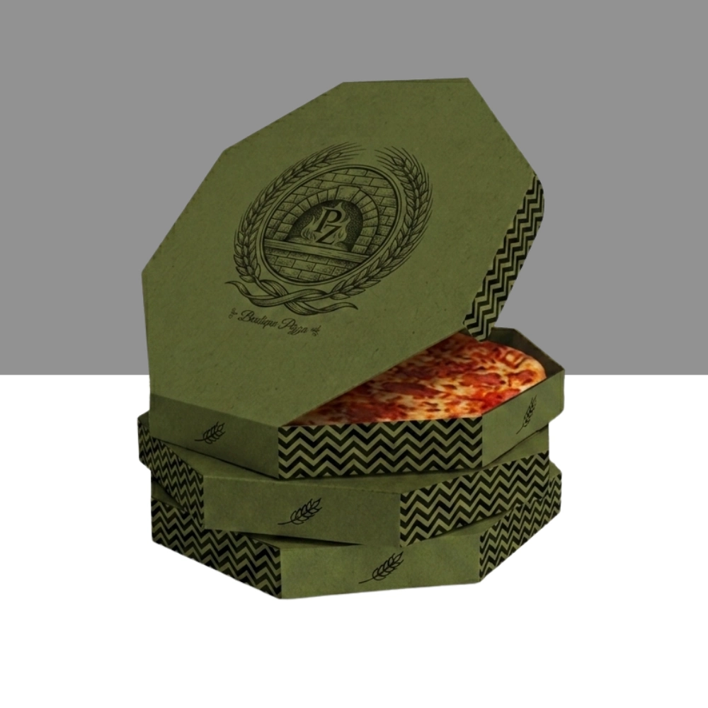 Custom pizza boxes with logo printing for takeaway, delivery, and UK food businesses